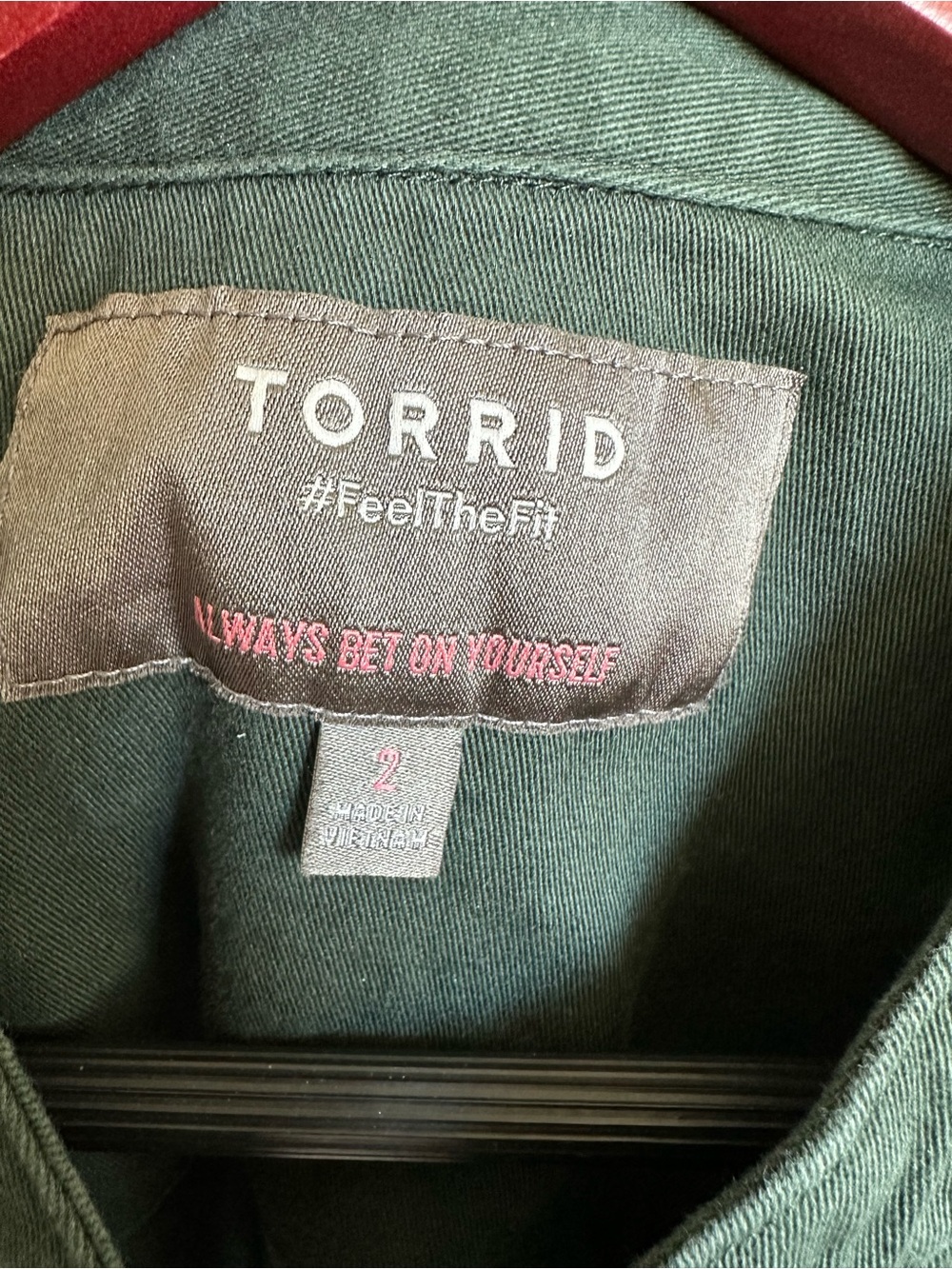 TORRID forest green military-inspired buttoned jacket - Picture 2 of 8